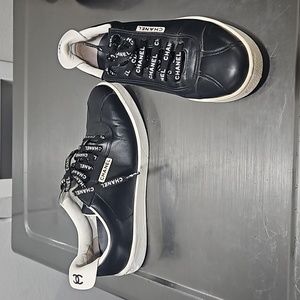 Chanel Leather CC Trainer Sneakers Black